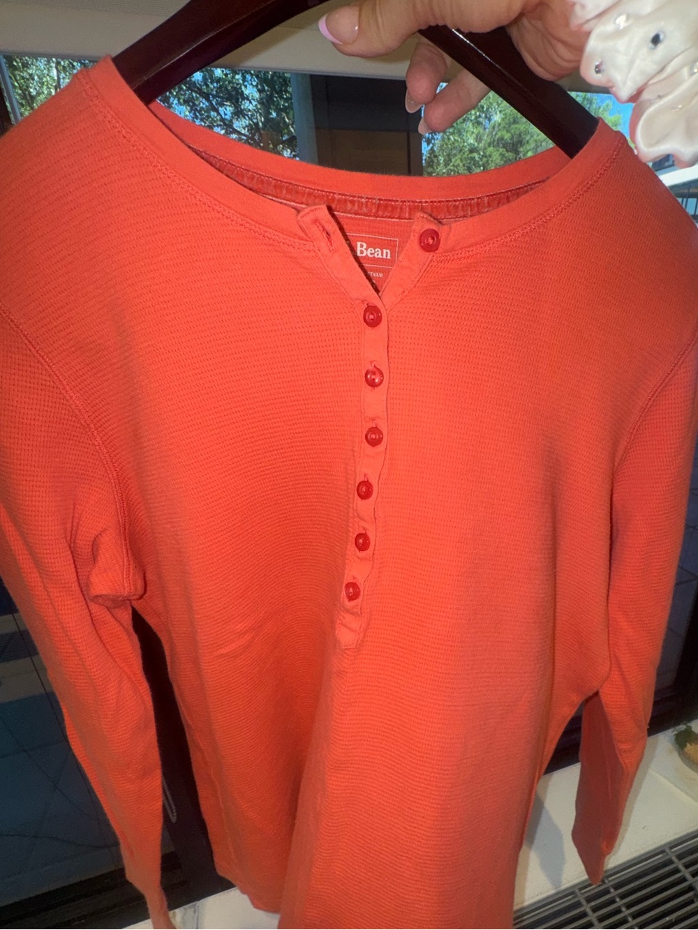 L.L. Bean Coral Long-Sleeve Thermal Henley